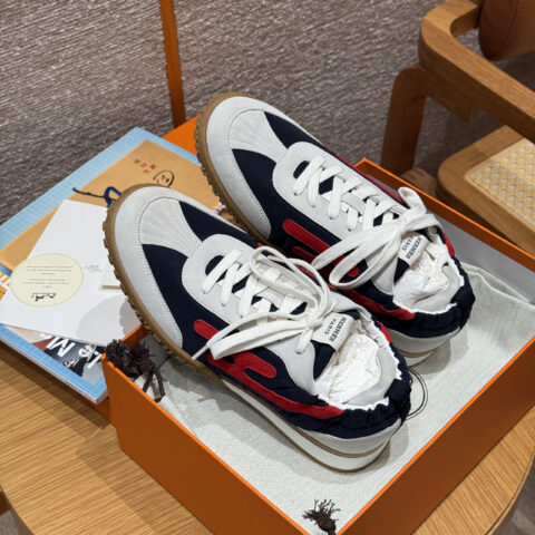 HERMES 617-Jet德训运动鞋👟（男款🚹）海军蓝/活力红/Navy blue / Vibrant red