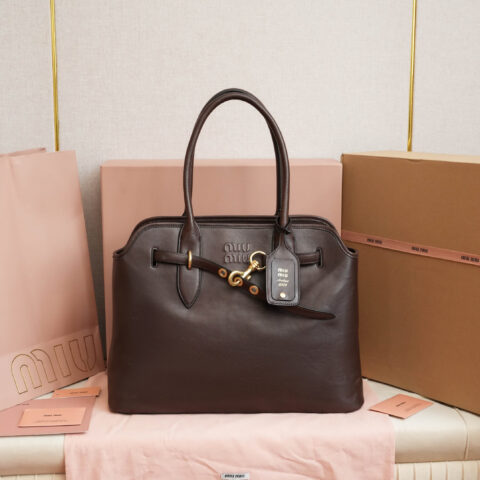 MIUMIU 新品爆款中古托特包 5BG291石楠木色