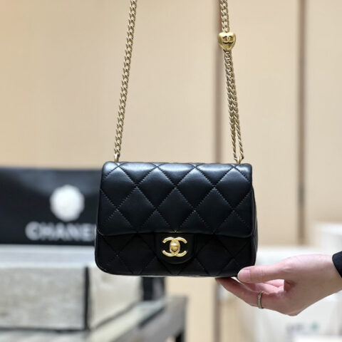 CHANEL 25C 爱心链条方胖子 AS3829黑色