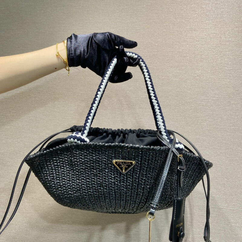 PRADA新品菜篮子 1BA463编织 黑色