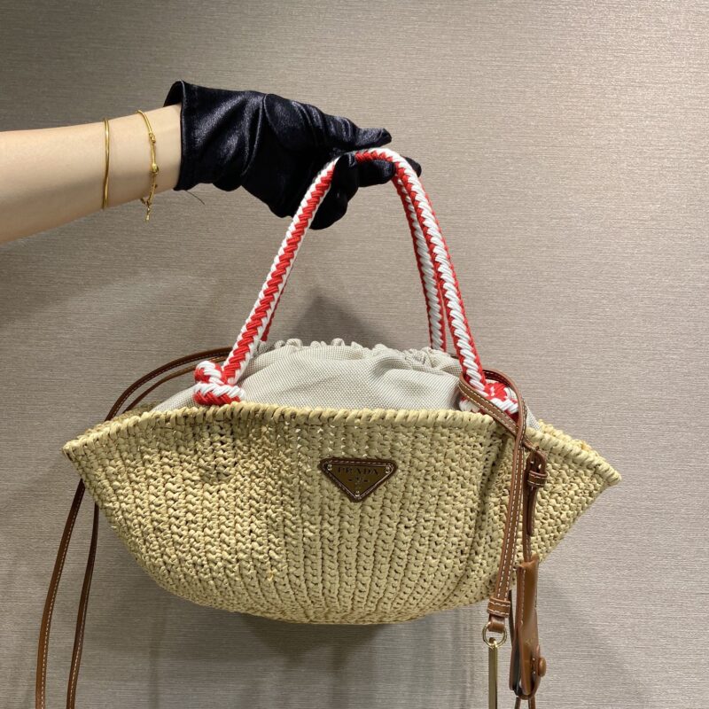 PRADA新品菜篮子 1BA463编织 本色