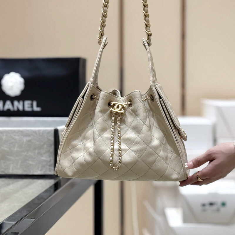 CHANEL 25s 25bag荔枝皮👜AS5293奶茶色