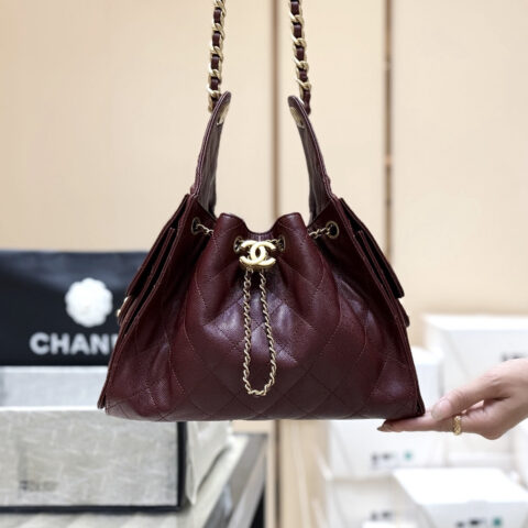 CHANEL 25s 25bag荔枝皮👜 AS5293酒红色