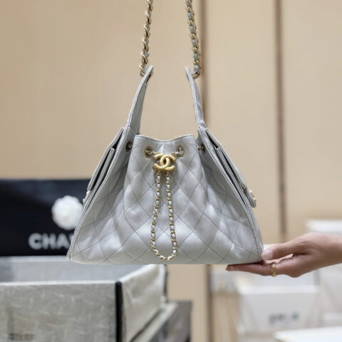 CHANEL 25s 25bag荔枝皮👜 AS5293浅灰色