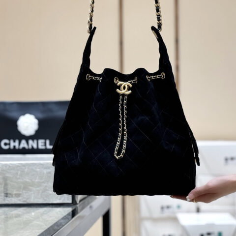 CHANEL 25C 人气hobo腋下包 AS5311反绒小牛皮 黑色
