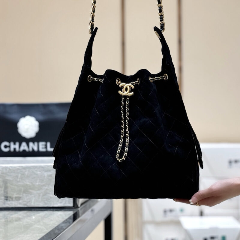 CHANEL 25C 人气hobo腋下包 AS5311反绒小牛皮 黑色