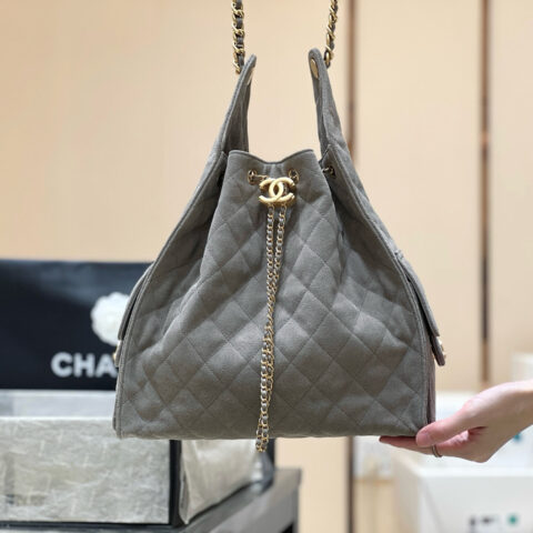 CHANEL 25C 人气hobo腋下包 AS5311反绒小牛皮 灰色
