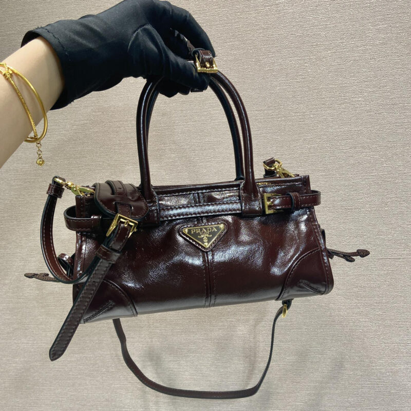 PRADA Softlux油腊皮 1BA486迷你号 酒红色