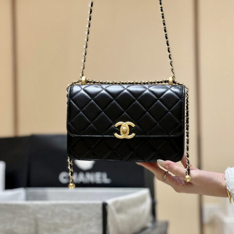 CHANEL 经典款双金珠新版本 AS2649黑色