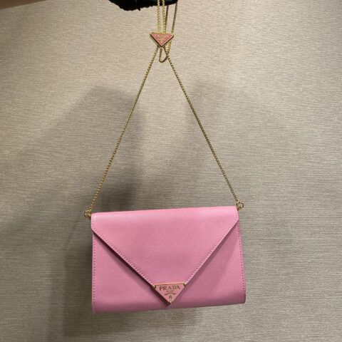 PRADA 十字纹信封包1Bp051手包 粉色