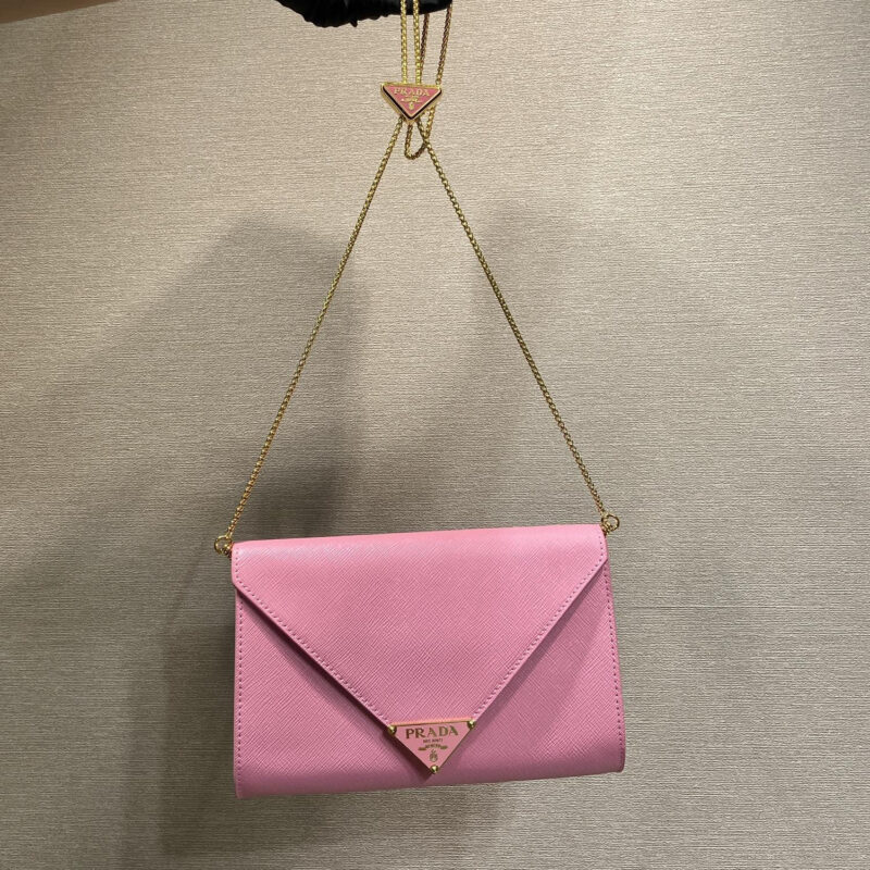 PRADA 十字纹信封包1Bp051手包 粉色