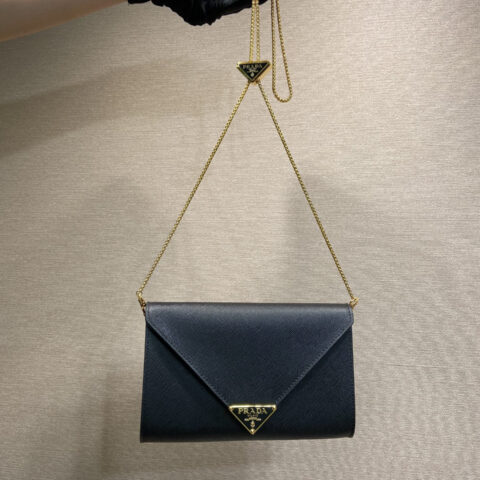 PRADA 十字纹信封包1Bp051手包 黑色
