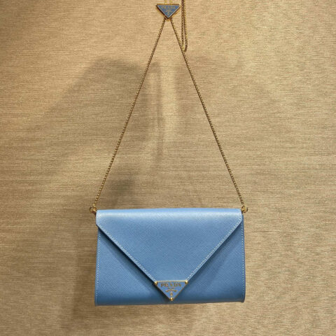 PRADA 十字纹信封包1Bp051手包 蓝色
