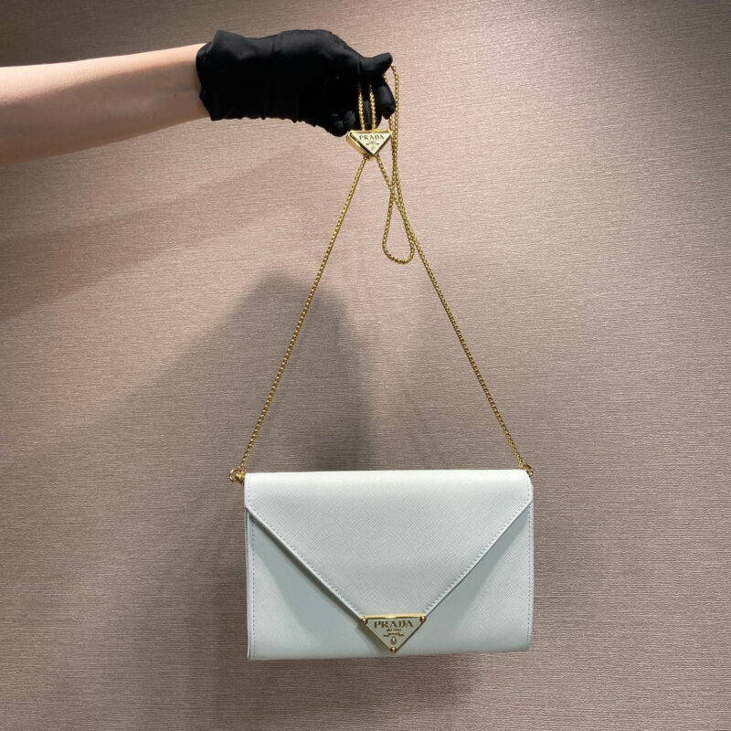 PRADA 十字纹信封包1Bp051手包 白色