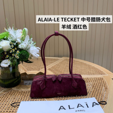 ALAIA LE TECKET 06033腊肠犬包 中号 羊绒 酒红色