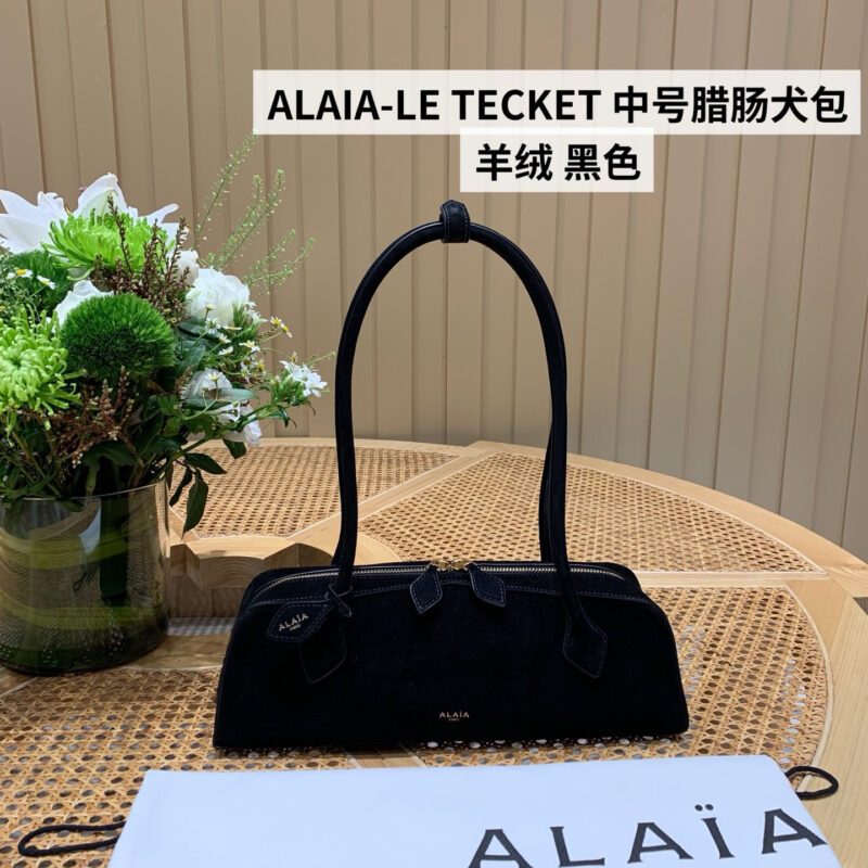 ALAIA LE TECKET 06033腊肠犬包 中号 羊绒 黑色