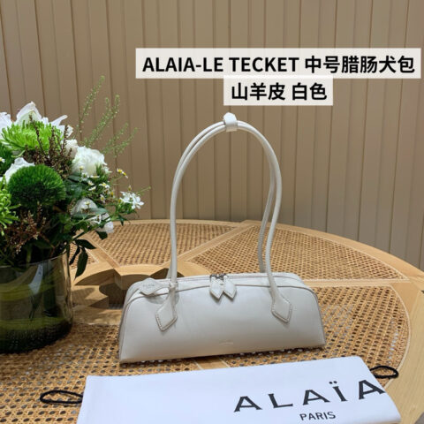 ALAIA LE TECKET 06033腊肠犬包 中号 山羊皮 白色