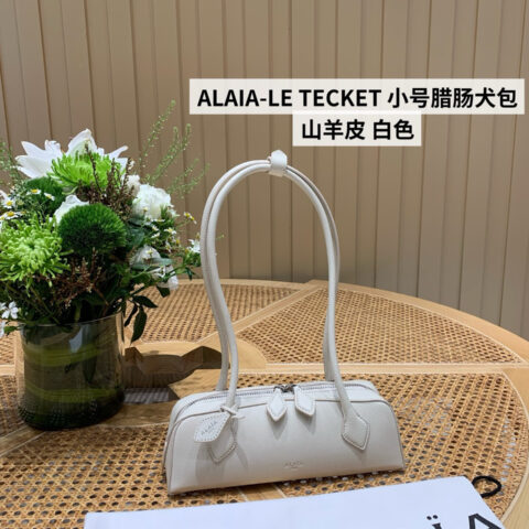 ALAIA LE TECKET 06029腊肠犬包 小号 山羊皮 白色