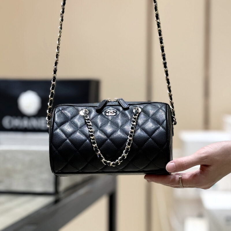 CHANEL 25P 荔枝皮mini保龄球包👜AP4474黑色