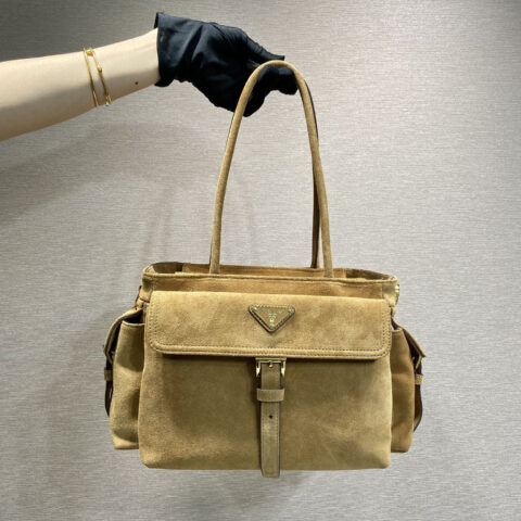 PRADA 新款手提包 1BG596麂皮 肉桂色
