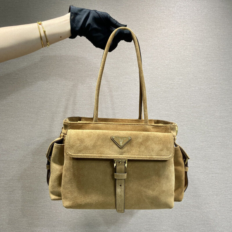PRADA 新款手提包 1BG596麂皮 肉桂色
