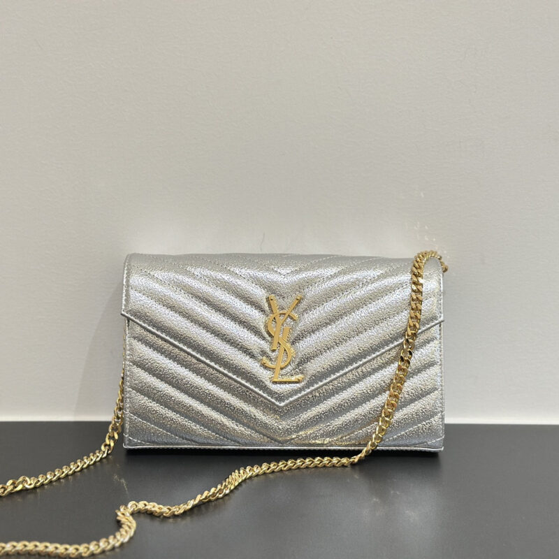 YSL  银色钻石纹𝙬𝙤𝙘 𝟮𝟮𝙘𝙢 360452银色