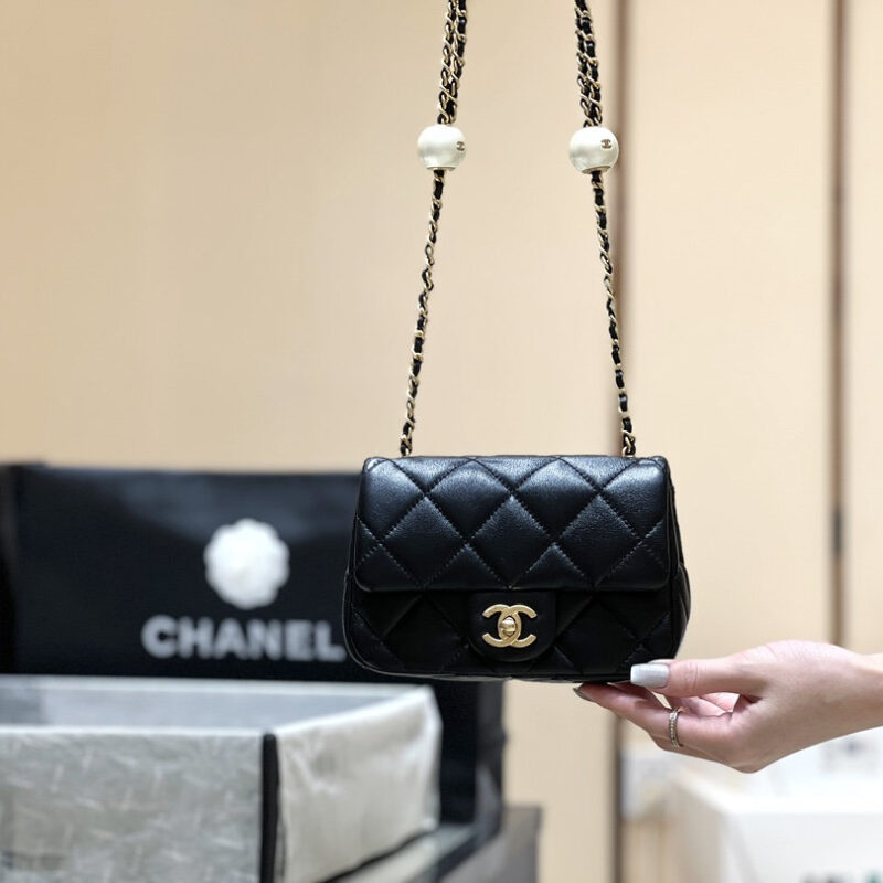 CHANEL 火爆款双珍珠链条包 AS4868黑色