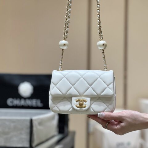 CHANEL 火爆款双珍珠链条包 AS4868白色