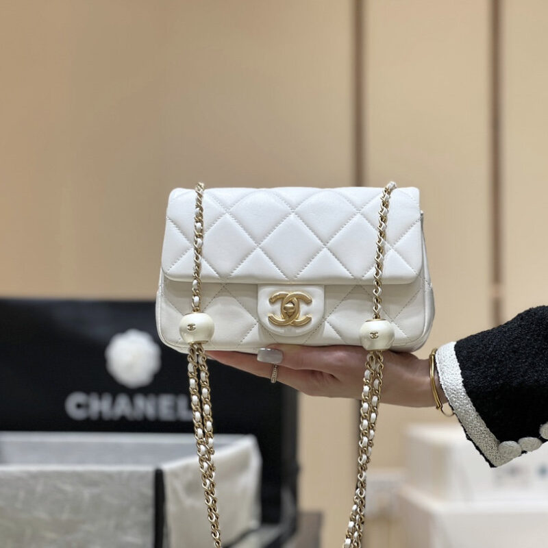 CHANEL 火爆款双珍珠链条包 AS4861白色