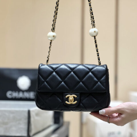 CHANEL 火爆款双珍珠链条包 AS4861黑色