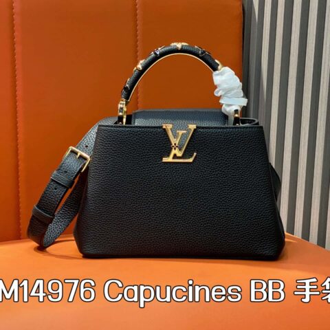 【原单精品】M14976黑色 四叶草全皮cap那英款 本款Capucines BB手袋