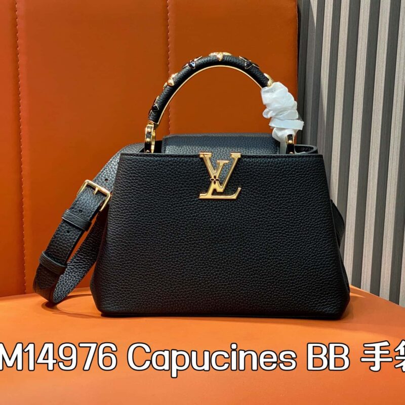 【原单精品】M14976黑色 四叶草全皮cap那英款 本款Capucines BB手袋