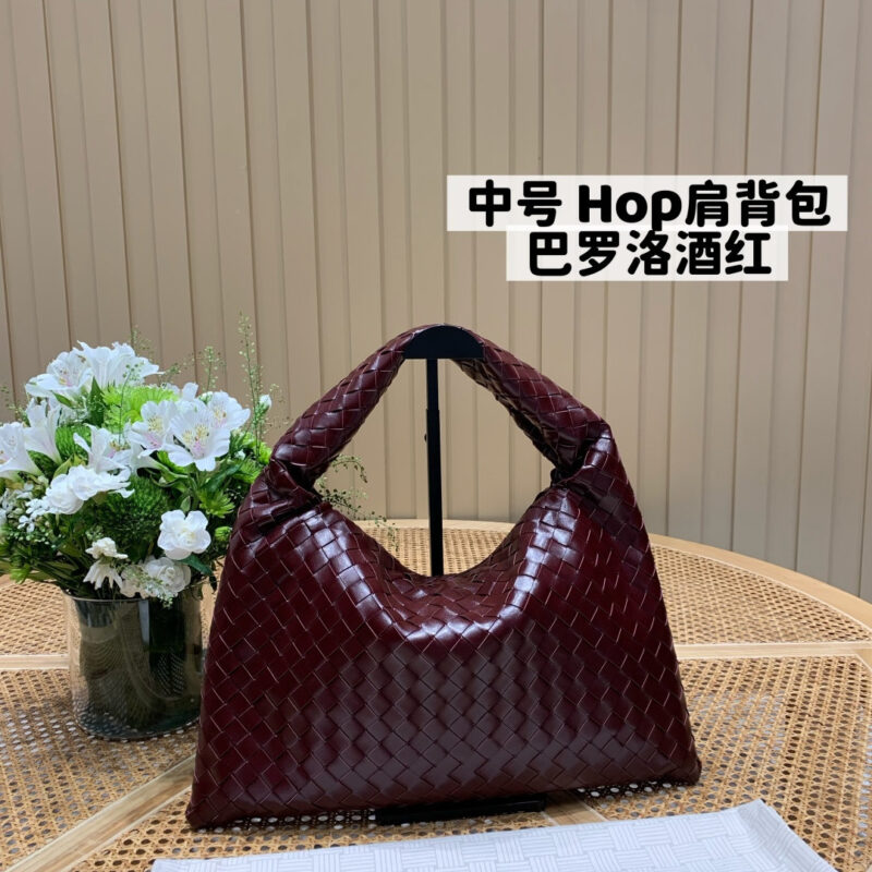 BV 中号Hop肩背包 796262全皮巴罗洛酒红