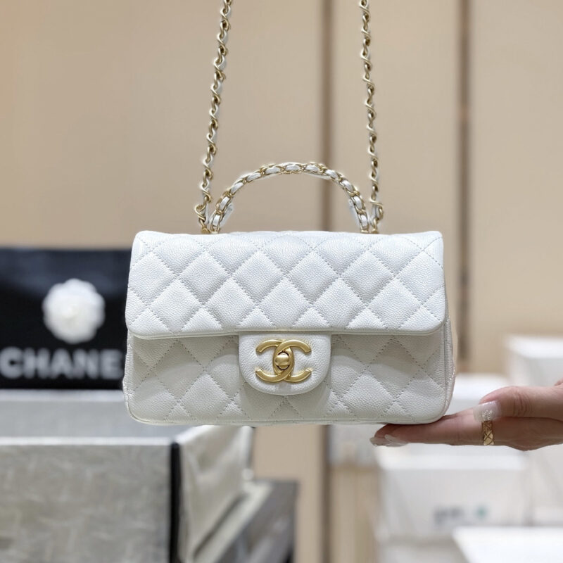CHANEL 25B 手柄大mini包👜AS5701白色