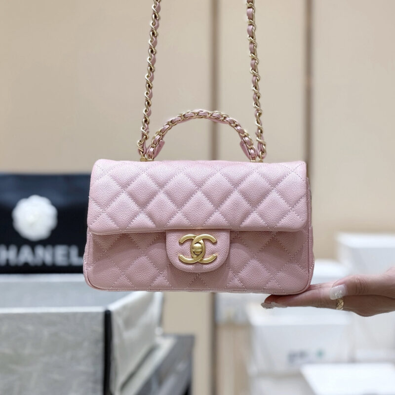 CHANEL 25B 手柄大mini包👜AS5701粉色
