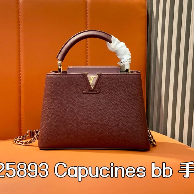 【原单精品】M25893酒红色 全皮cap那英款系列 Capucines bb 手袋