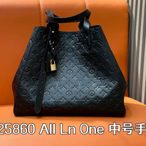 【原单精品】M25860黑色 全皮压花购物袋 All Ln One 中号手袋