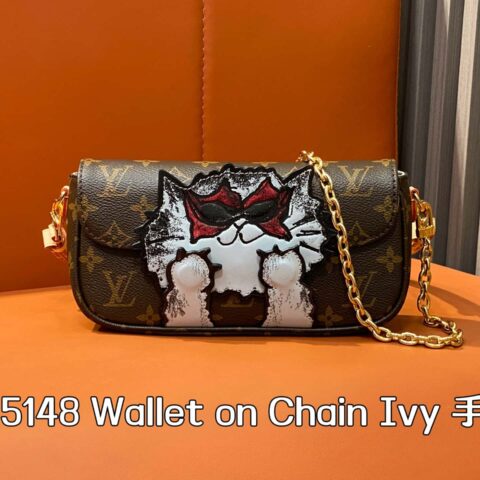 【原单精品】M15148老花 猫咪 链条包腋下包 Wallet on Chain Ivy 手袋