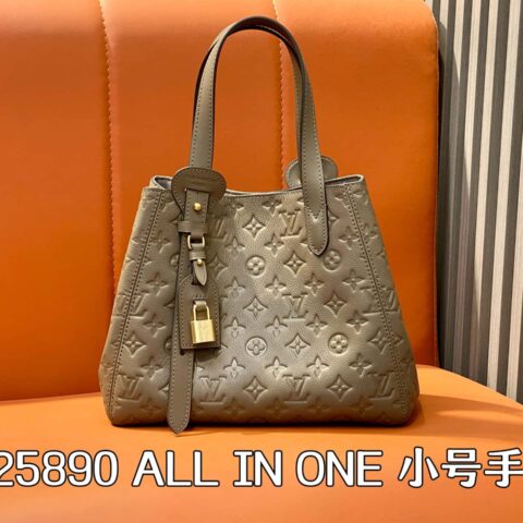 【原单精品】M25858卡其绿 M25890 全皮压花单肩包 ALL IN ONE 小号手袋