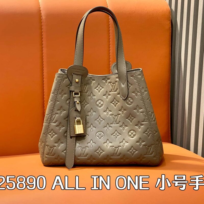 【原单精品】M25858卡其绿 M25890 全皮压花单肩包 ALL IN ONE 小号手袋