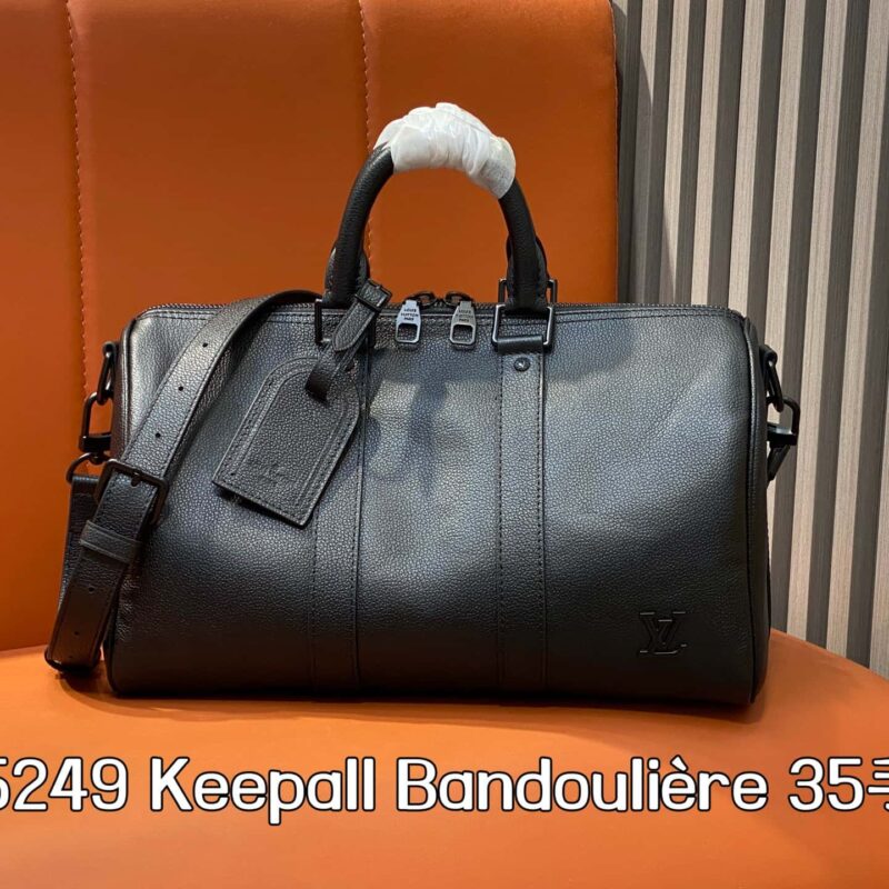 【原单精品】M15249黑色 全皮旅行袋 Keepall Bandoulière 35手袋