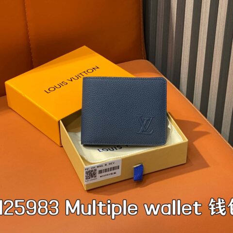 【原单精品】M25983宝蓝 荔枝纹全皮短款西装夹 Multiple wallet 钱包