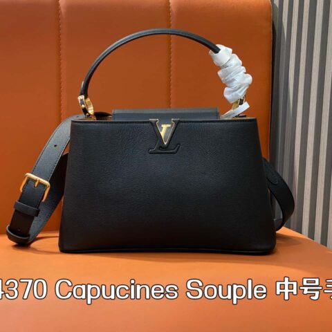 【原单精品】M14370黑色 全皮cap那英款 Capucines Souple 中号手袋