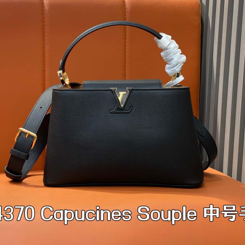 【原单精品】M14370黑色 全皮cap那英款 Capucines Souple 中号手袋