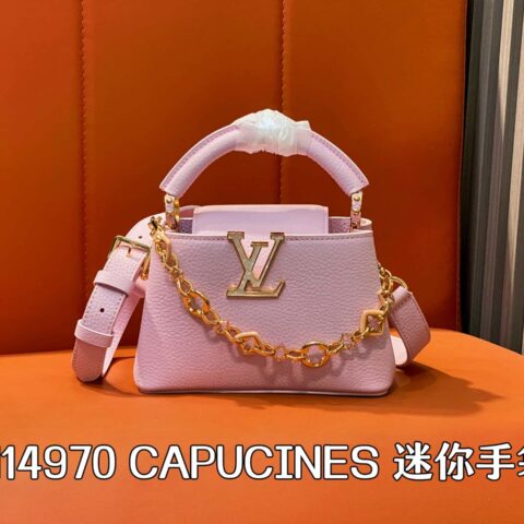 【原单精品】M14970粉紫 M14381 链条全皮cap那英款 CAPUCINES 迷你手袋