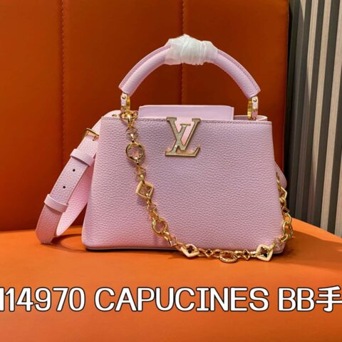 【原单精品】M14970粉紫 M14381 链条全皮cap那英款 CAPUCINES BB手袋