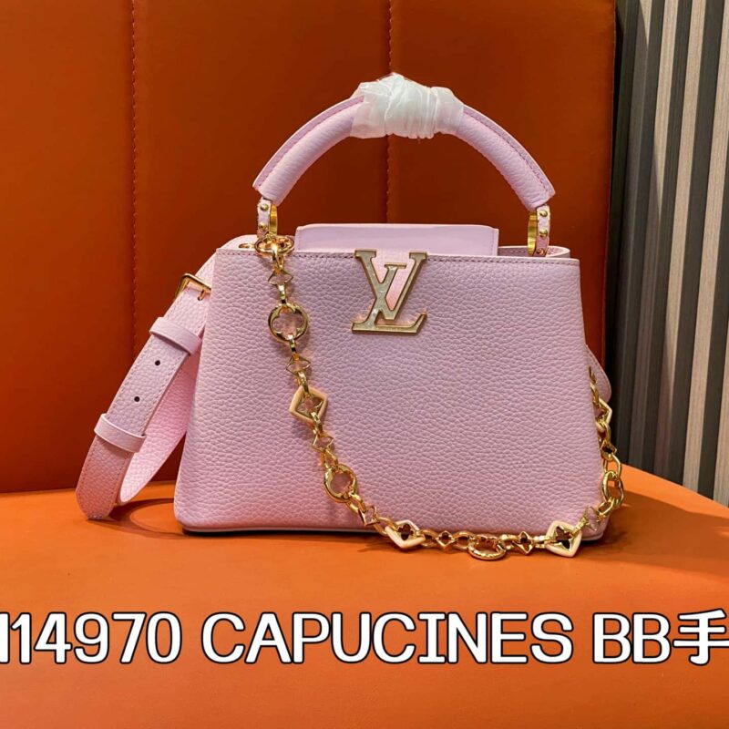 【原单精品】M14970粉紫 M14381 链条全皮cap那英款 CAPUCINES BB手袋