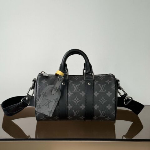 【特级原厂】  Keepall 25 手袋👜  型号: M46271黑花 动态芯片版