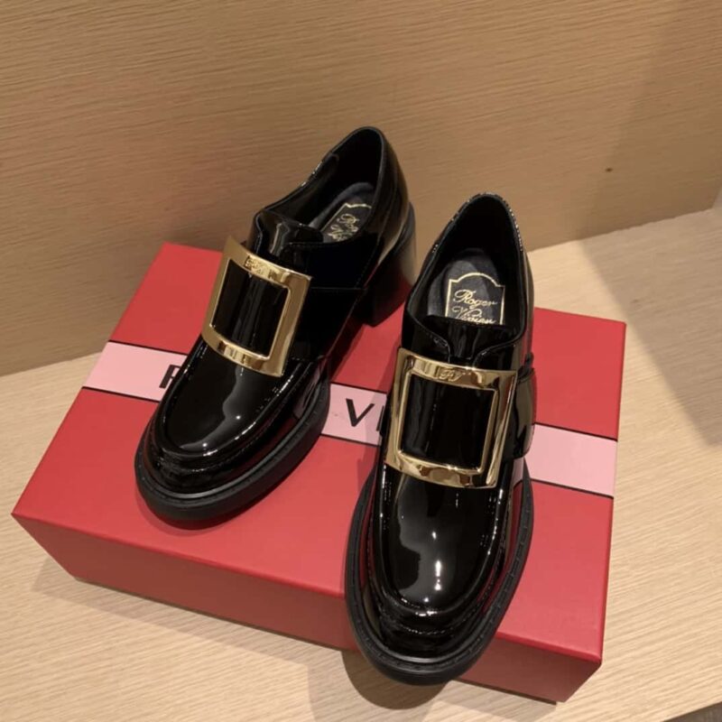 《顶级版本》 高端水镀RV扣 真皮沿条围边 中跟鞋