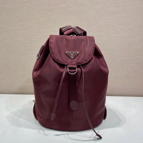 PRADA 新品1BZ0197双肩背包 酒红